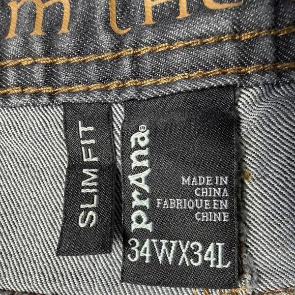 prAna Slim Fit Straight Leg Denim Bridger Jean Gray Hiking Men’s Size 34W x 34L - Picture 5 of 9